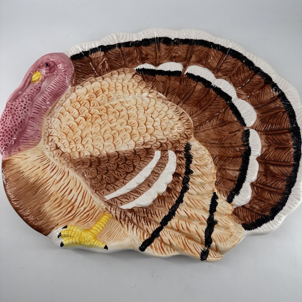 Platter Turkey Thanksgiving Large Holiday Serving‎ Dish 18.25" x13.75" NICE